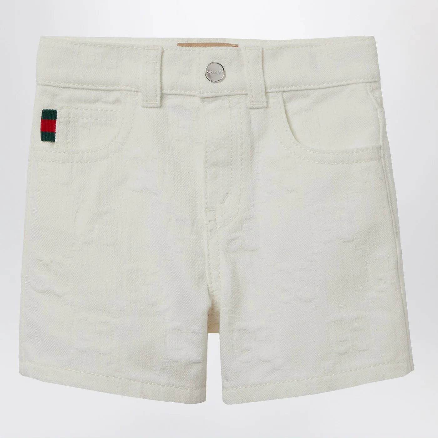 GUCCI White denim GG jacquard Shorts