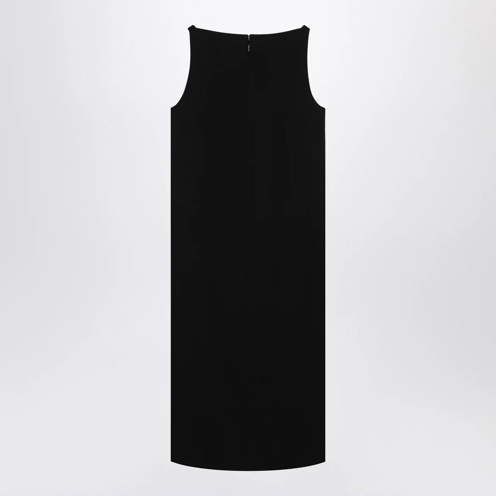 GUCCI Black viscose sablé dress with horsebit