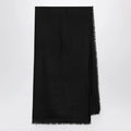 GUCCI Black wool and silk GG jacquard shawl