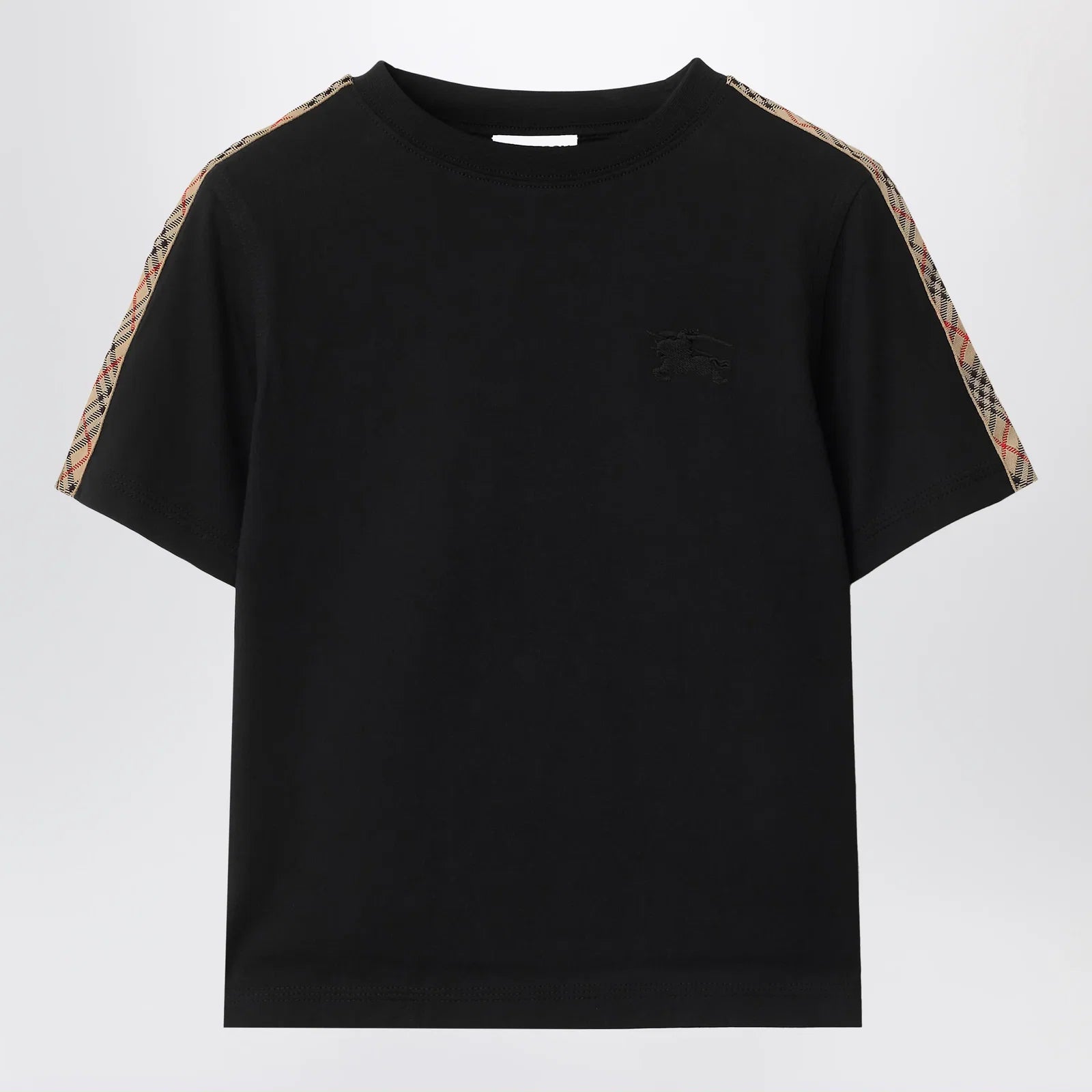 Burberry Black T-shirt with check pattern detail