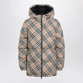 Burberry Hooded check nylon puffer jacket in sand