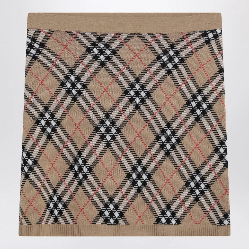 Burberry Wool and mohair blend check mini skirt