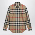 Burberry Slim-fit cotton twill check shirt in archive beige