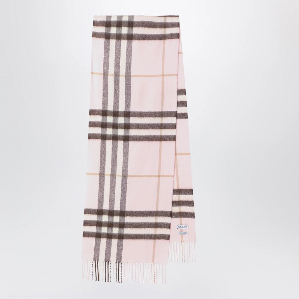 Burberry Pink cashmere scarf with a checked pattern