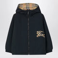 Burberry Reversible check hooded nylon jacket in sand