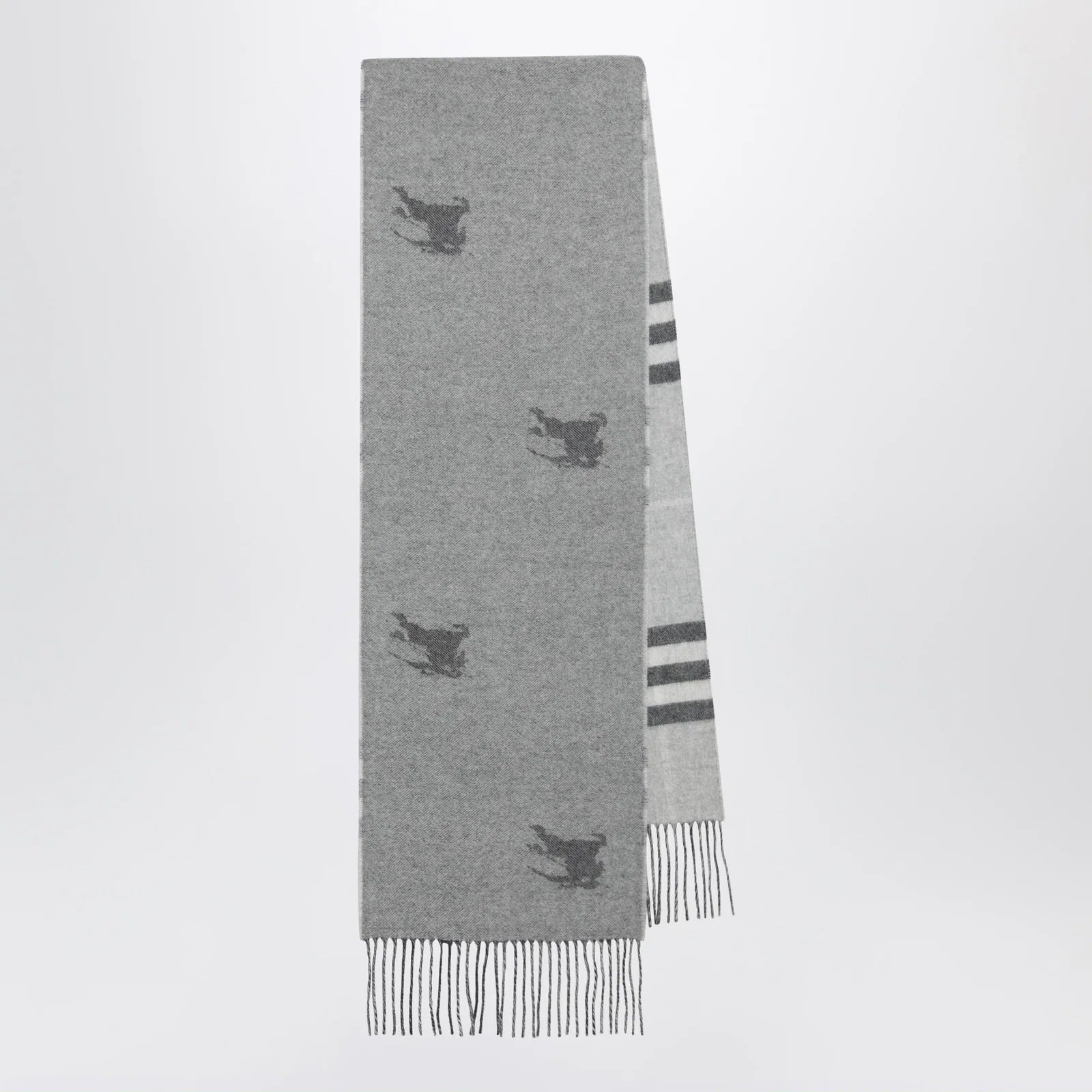 Burberry Reversible Check cashmere scarf with EKD in grey