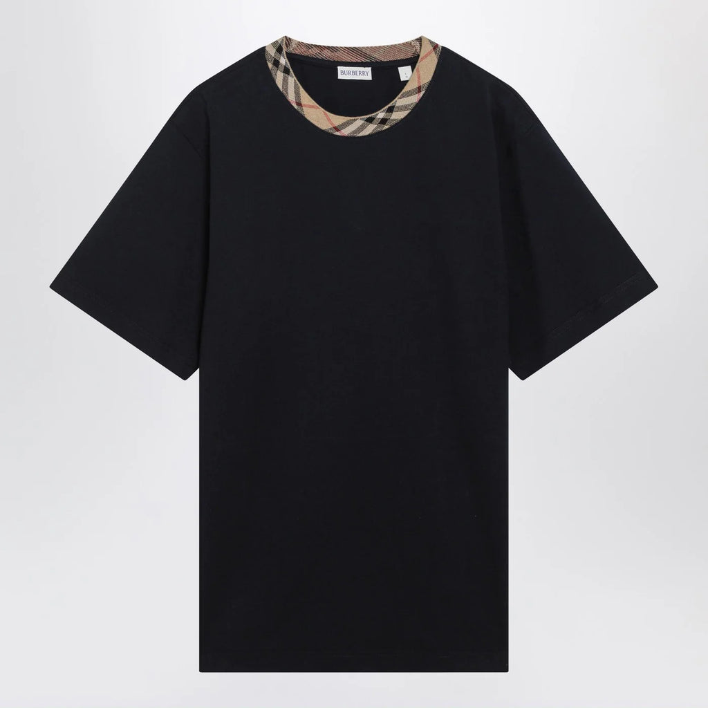 Burberry Navy T-shirt with Check trims