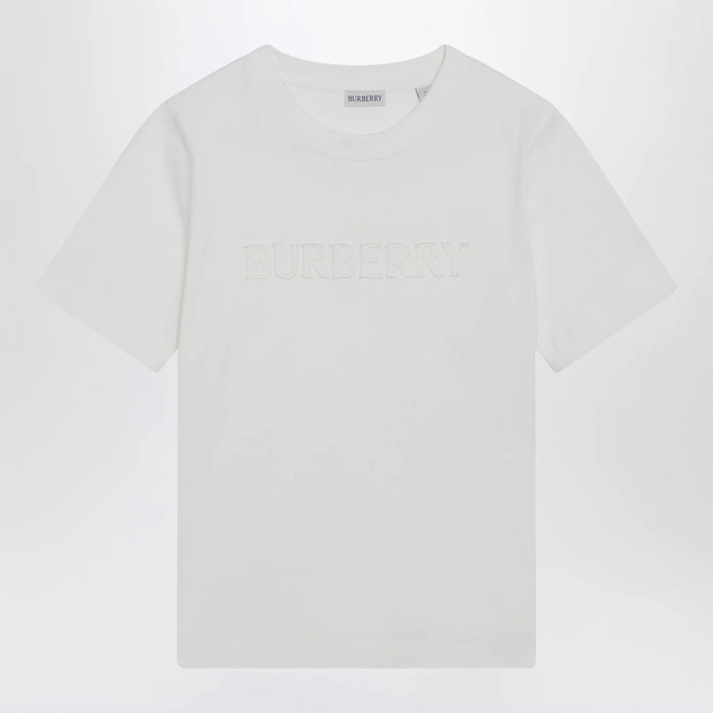 Burberry White T-shirt with embroidered logo