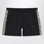 Burberry Slim-fit swim shorts with Check trim in black nylon