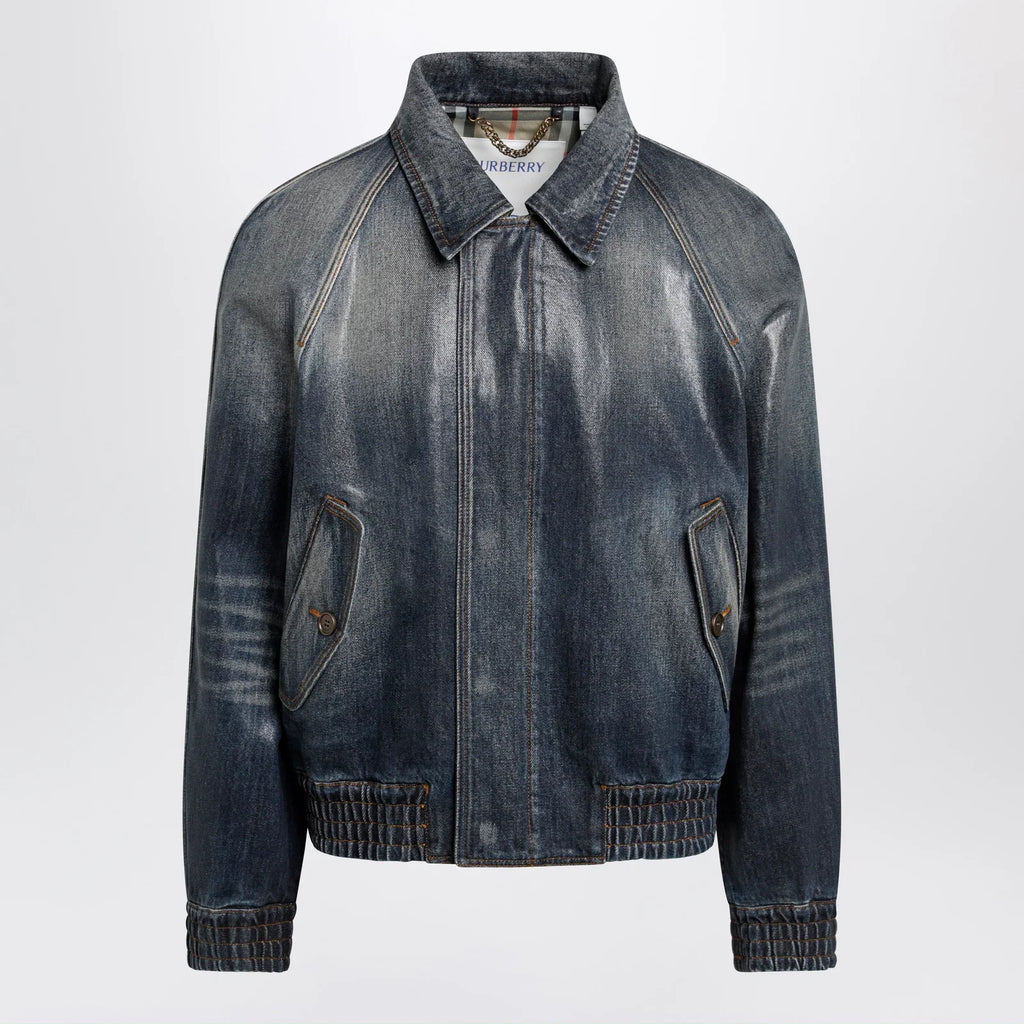 Burberry Coated denim aviator jacket in mid blue