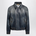 Burberry Coated denim aviator jacket in mid blue