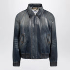 Burberry Coated denim aviator jacket in mid blue