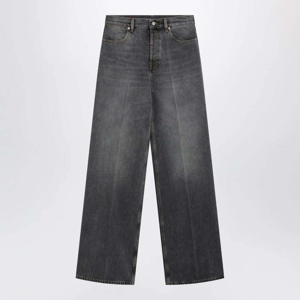 GUCCI Grey stone-washed wide-leg jeans