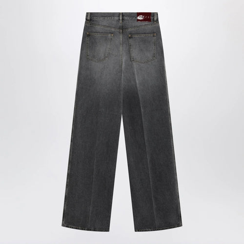 GUCCI Grey stone-washed wide-leg jeans