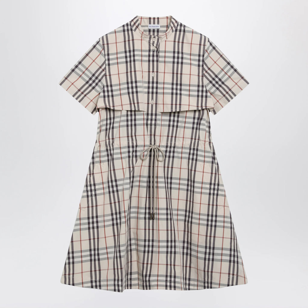 Burberry Beige check short-sleeve cotton dress