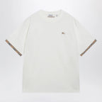 Burberry Cotton jersey T-shirt with Check trim in chalk