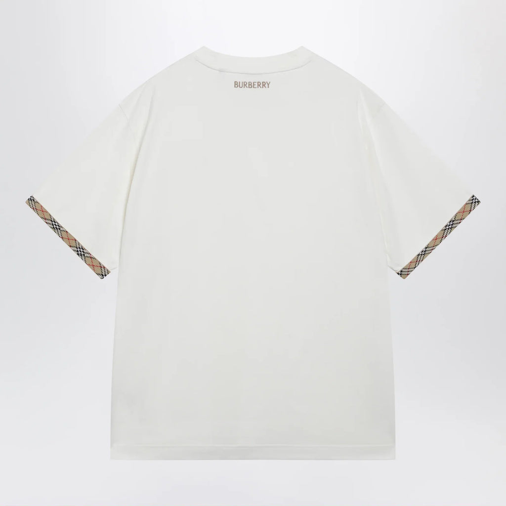 Burberry Cotton jersey T-shirt with Check trim in chalk