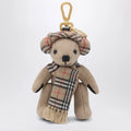 Burberry Thomas teddy bear charm in wool and cashmere, sand