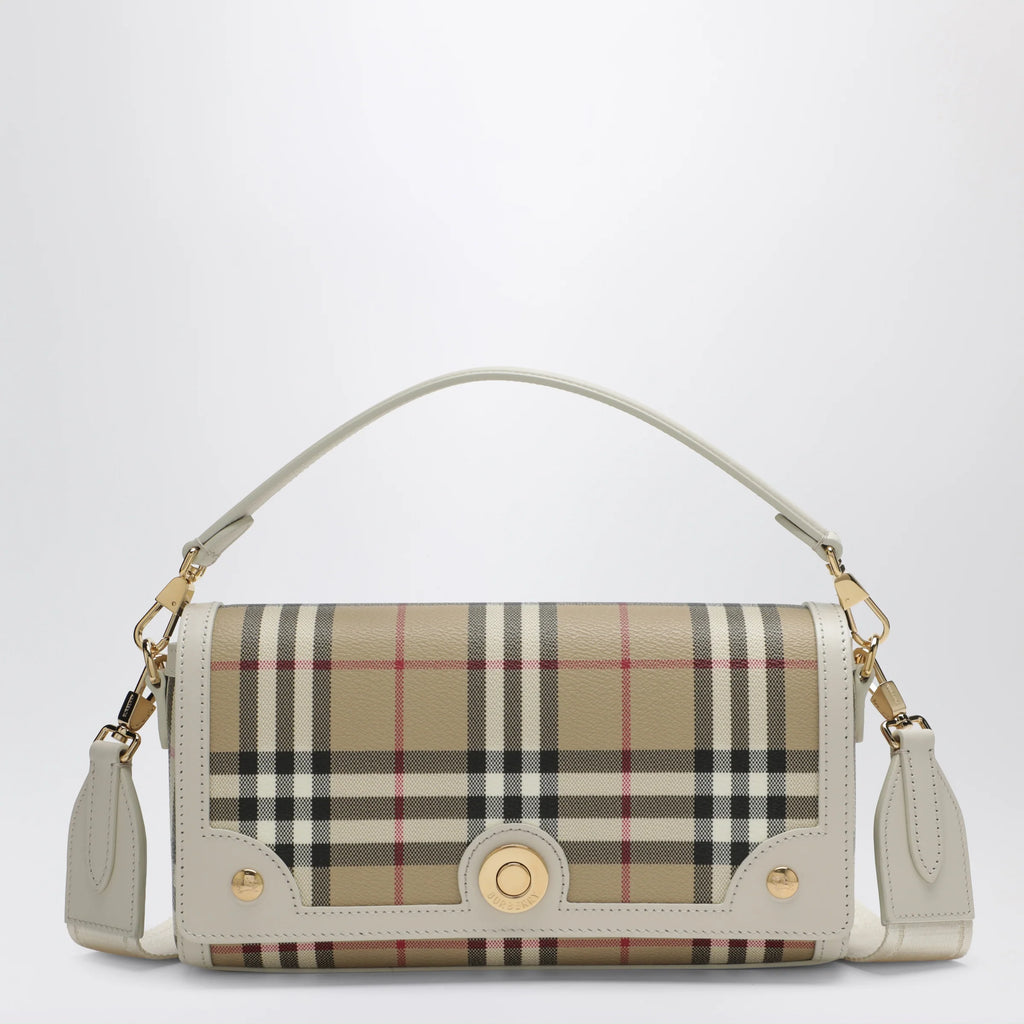 Burberry Note small shoulder bag in coated cotton beige
