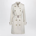 Burberry Kensington mid-length tropical gabardine trench coat, beige