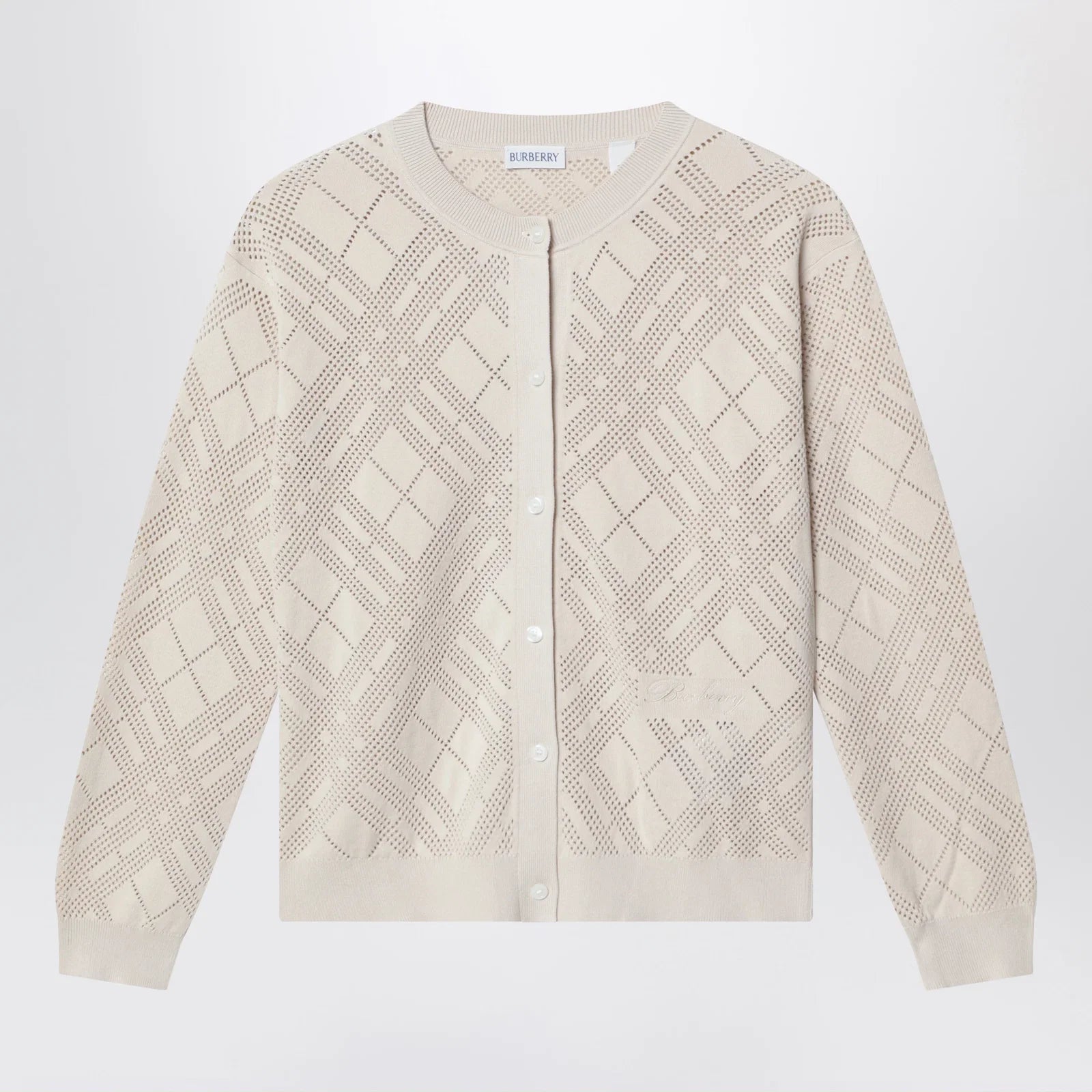 Burberry Openwork cotton cardigan in light beige