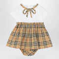 Burberry Cotton Dress and Bloomer Shorts with Check Bow