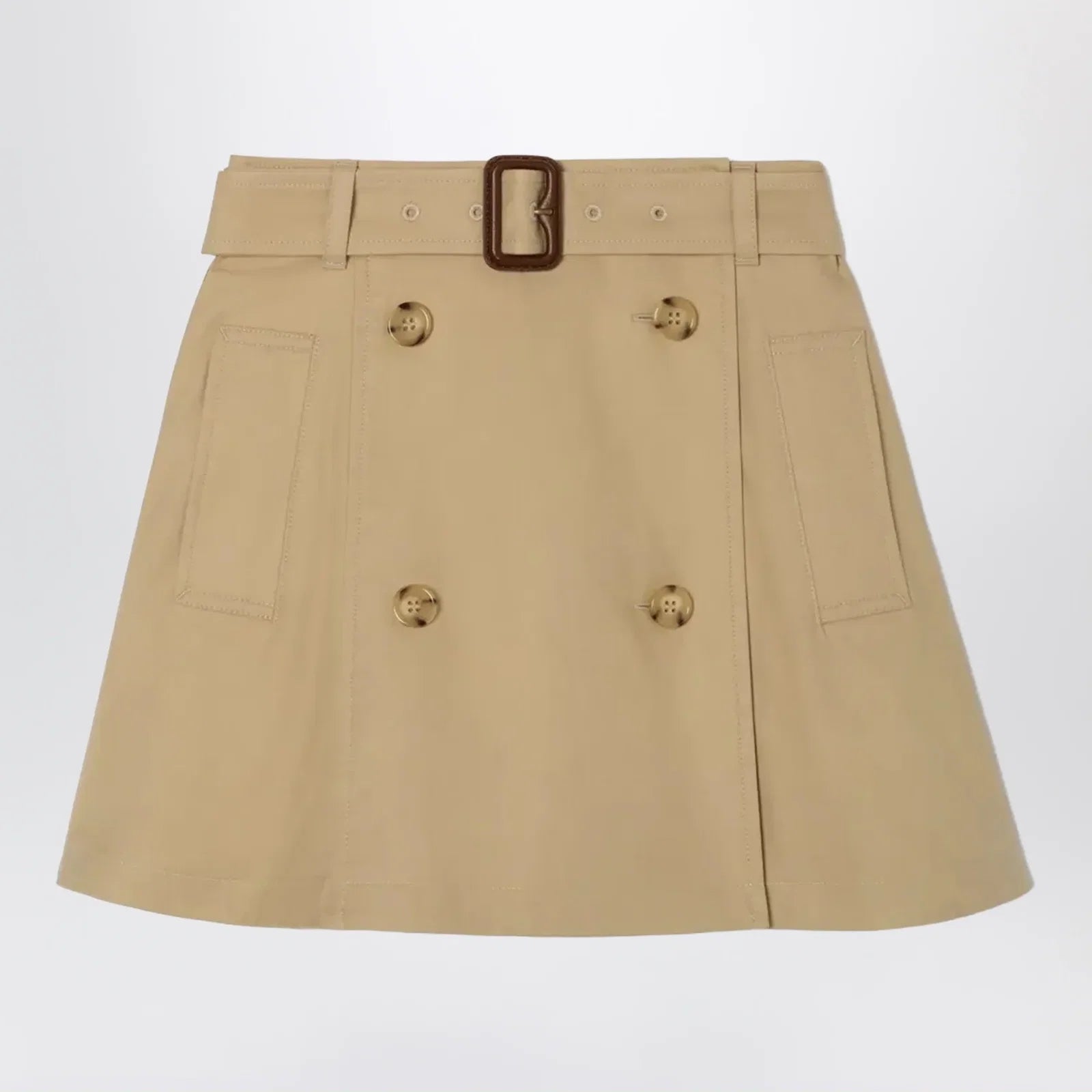 Burberry Cotton twill trench skirt in sand beige