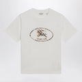Burberry White cotton Check T-shirt with Knight Stamp