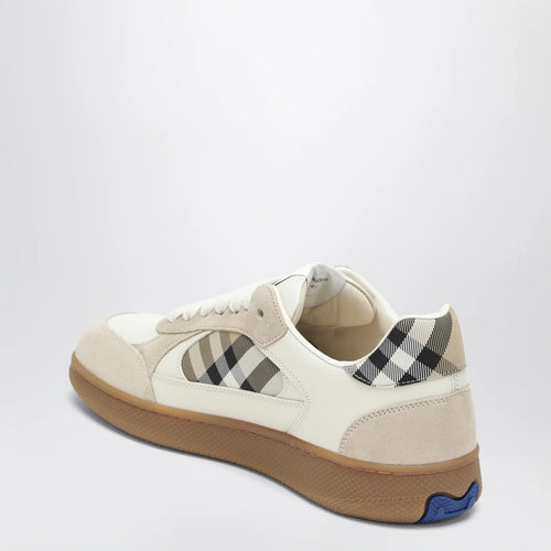Burberry Terrace leather and suede sneakers with beige check