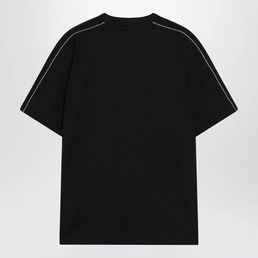 Burberry Cotton T-shirt with Check trim in black