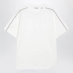Burberry Cotton T-shirt with Check trim in Chalk