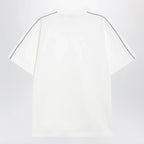 Burberry Cotton T-shirt with Check trim in Chalk
