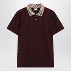 Burberry Cotton polo shirt with Check collar in vineyard red
