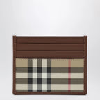 Burberry Check credit card holder in coated cotton, beige
