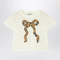 Burberry Chalk white T-shirt with bow with Checked pattern