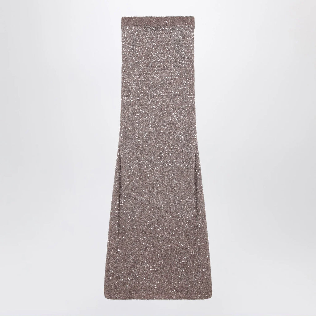 Balenciaga Light brown/silver maxi skirt with sequins