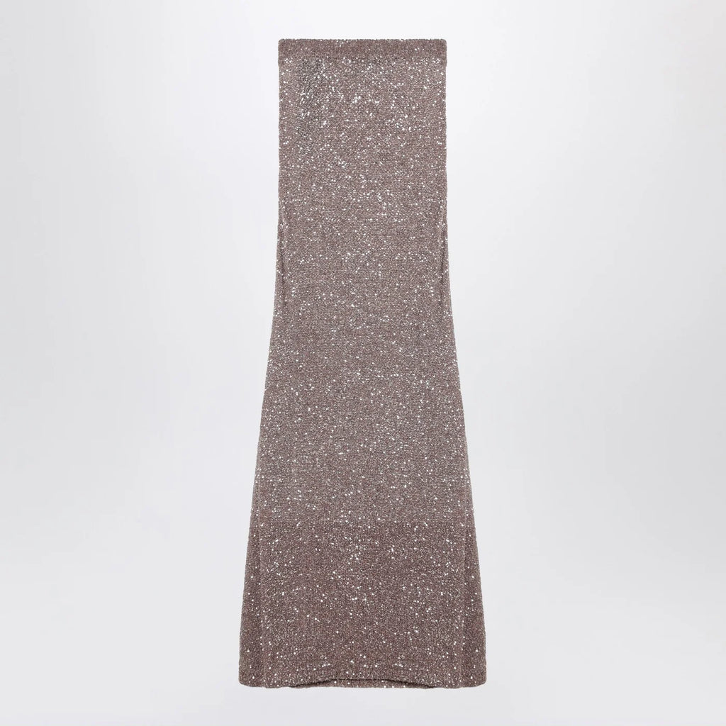 Balenciaga Light brown/silver maxi skirt with sequins