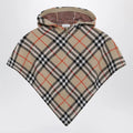 Burberry Sand-coloured wool cape with a checked pattern