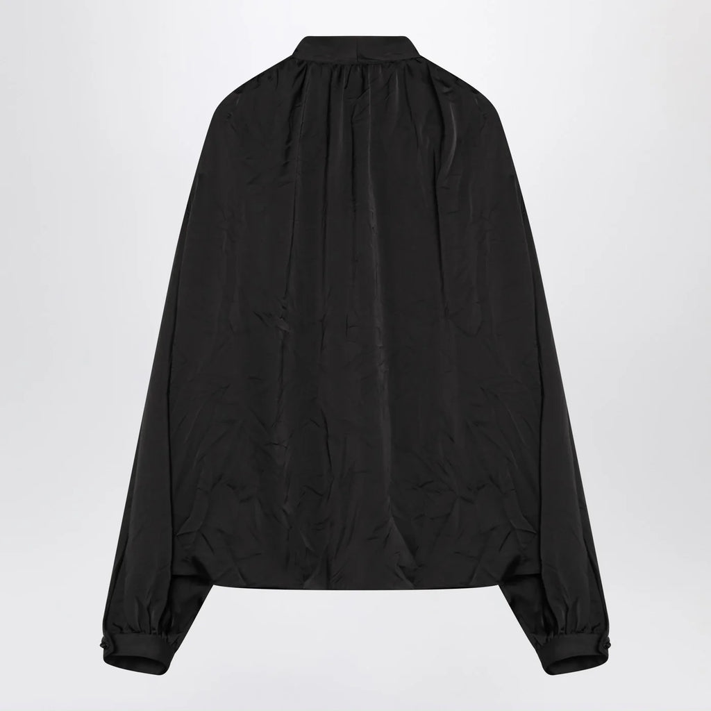 Balenciaga Black satin blouse with bow