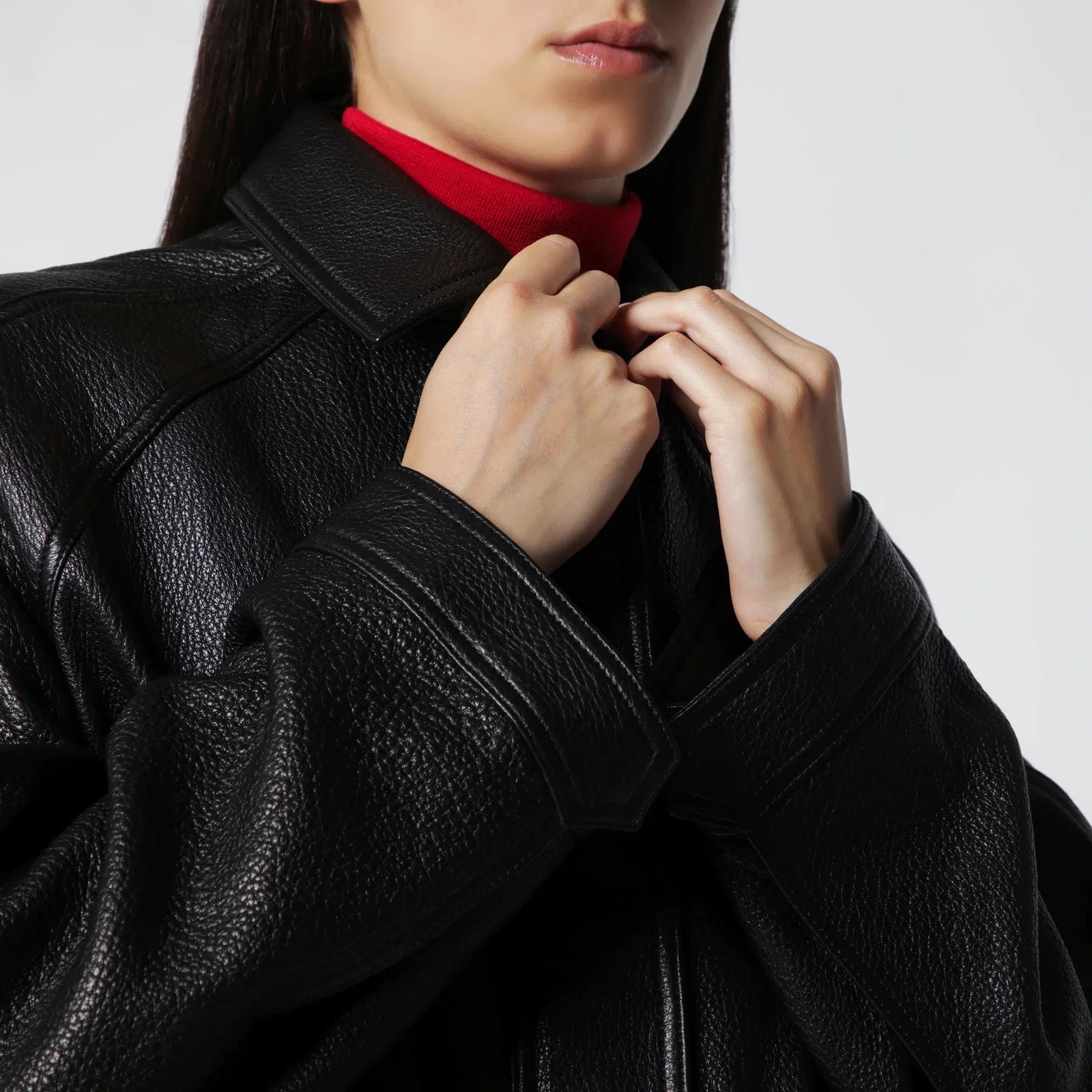 Róhe Black Grained Leather Jacket
