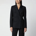 Róhe Black Double-Breasted Wool-Blend Jacket