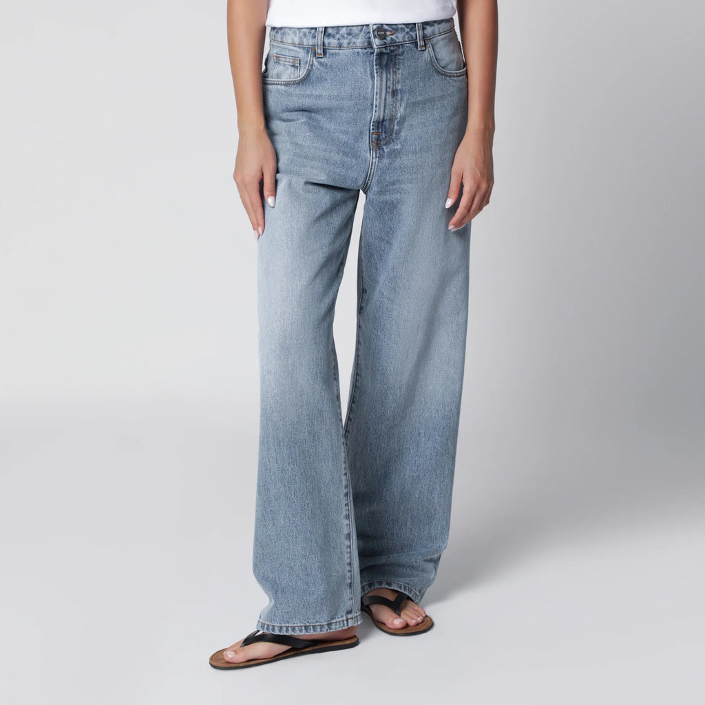 Róhe Blue Washed-Effect Bruun Wide-Leg Jeans