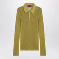 GUCCI Pistachio green perforated technical knit polo