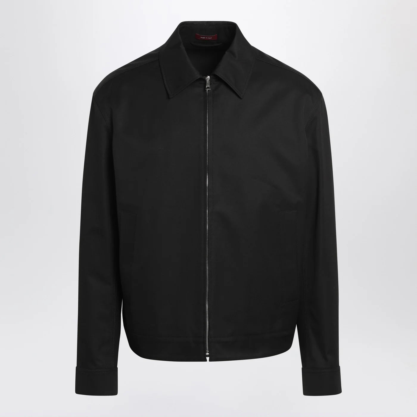 GUCCI Black cotton twill jacket with Web detail