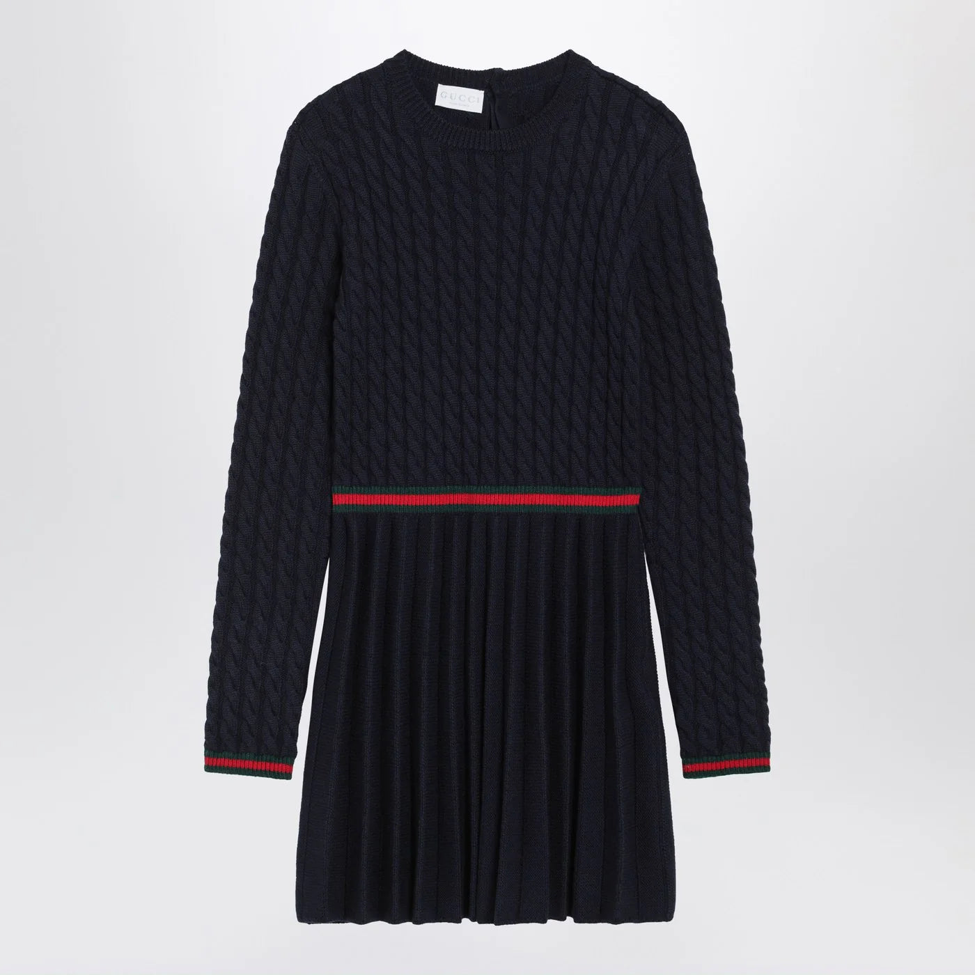 GUCCI Blue wool dress with Web detail