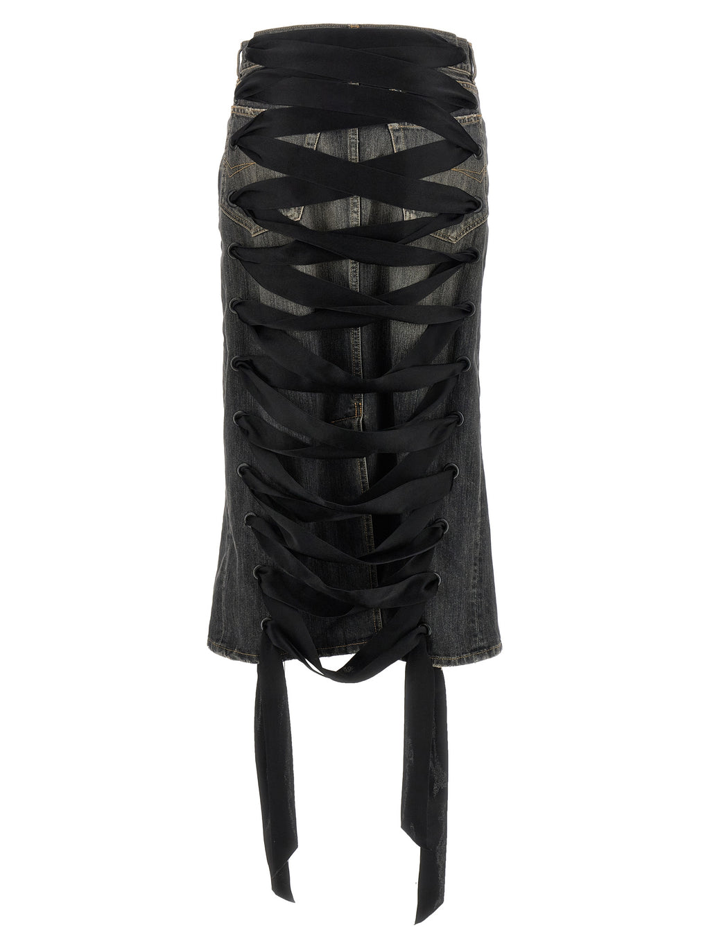 Balenciaga Lace Up Denim Skirt