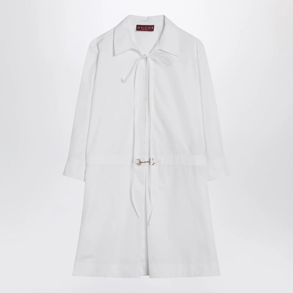 GUCCI White shirtdress in cotton poplin