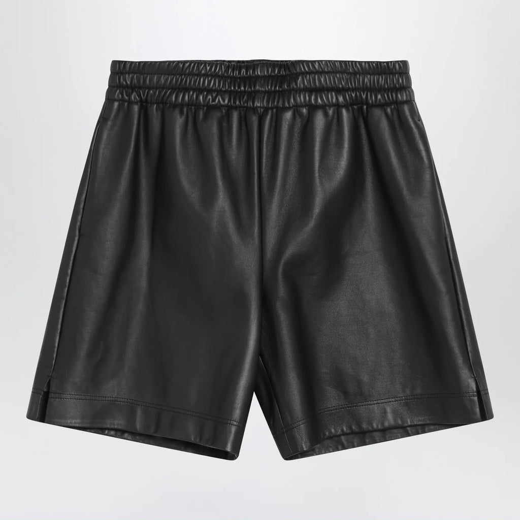 GUCCI Black leather Bermuda shorts