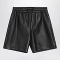 GUCCI Black leather Bermuda shorts