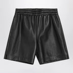 GUCCI Black leather Bermuda shorts
